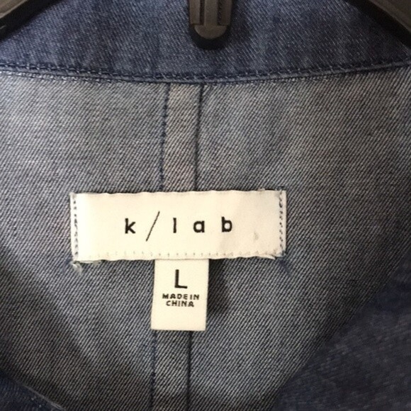 K/lab patched long sleeve button down denim romper size large - Picture 8 of 14